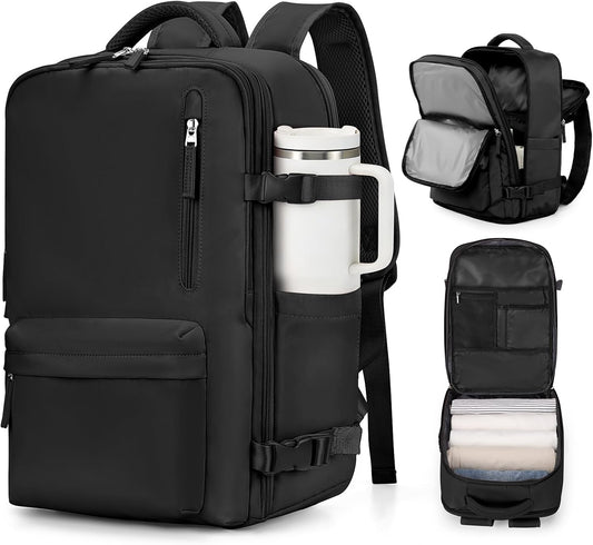 Carry on Travel Backpack for Women Men Large Laptop Gym Work Frontier Airlines Personal Item Bag Business Airport Lightweight Backpack Flight Approved Mochilas De Viaje Black