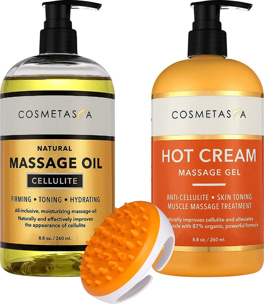 Aceite De Masaje Para Celulitis, Gel Y Guante Gel De Masaje Natural De Crema